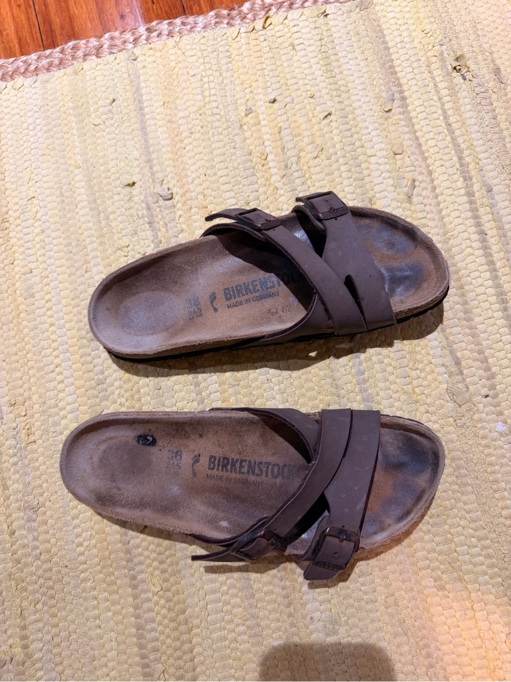 Birkenstock Brown Leather Double-Buckle Sandals
